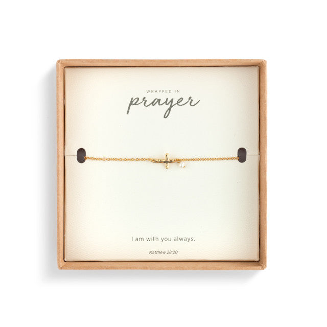Wrapped in Prayer Dainty Gold Cross Bracelet