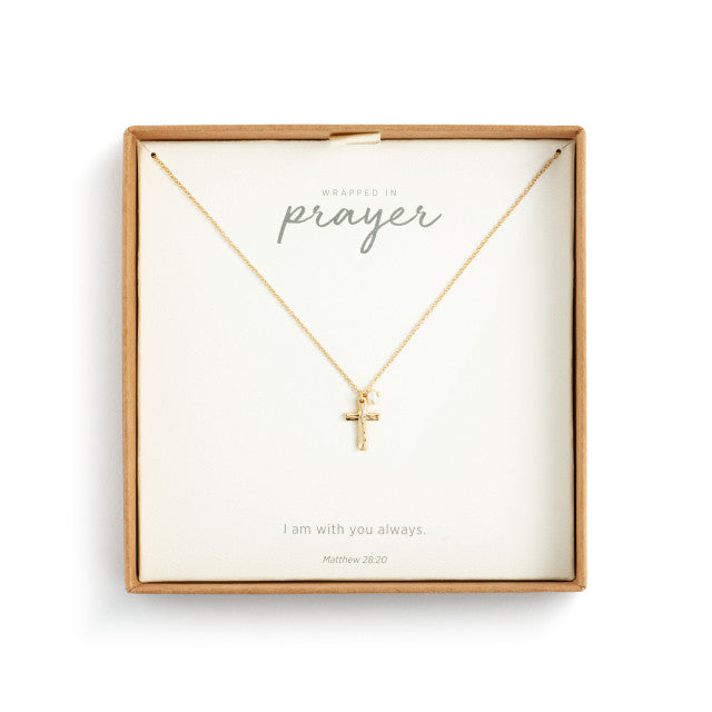 Wrapped in Prayer Dainty Gold Cross Necklace