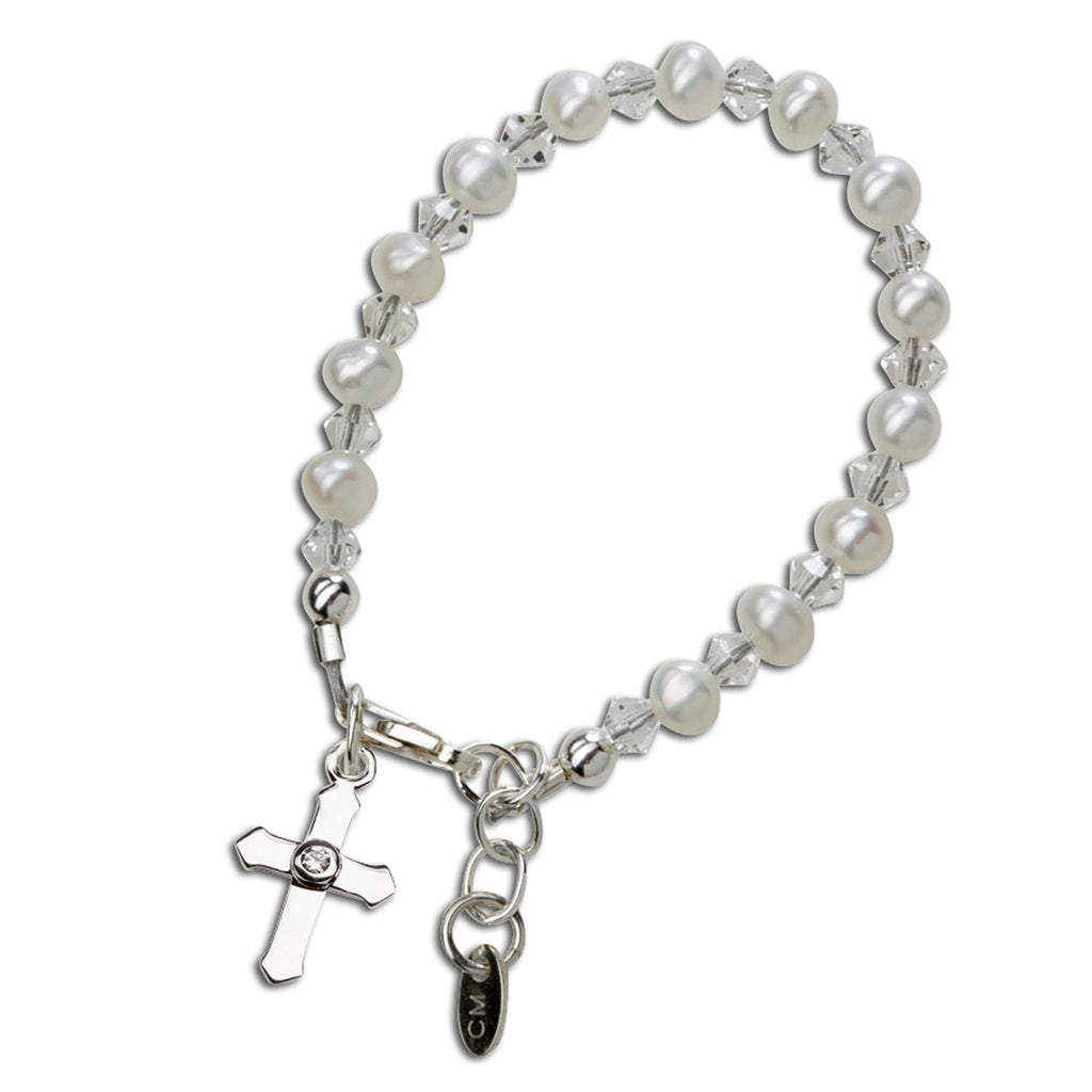 Grace Sterling Silver Pearl Cross Bracelet