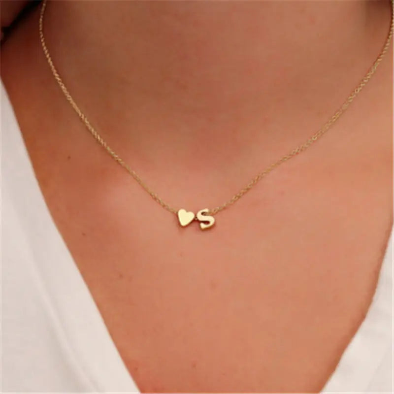 Juliette Heart Initial Pendant Necklace