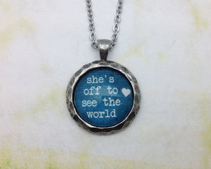 She's Off Hammered Pewter Urban Charm Necklace