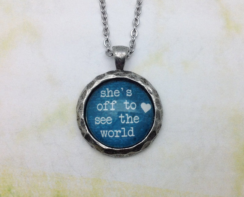 She's Off Hammered Pewter Urban Charm Necklace