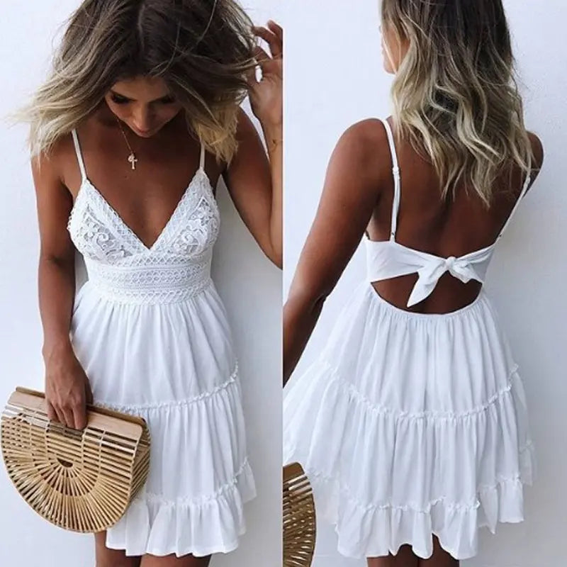 Summer Love White Lace Patchwork Sundress