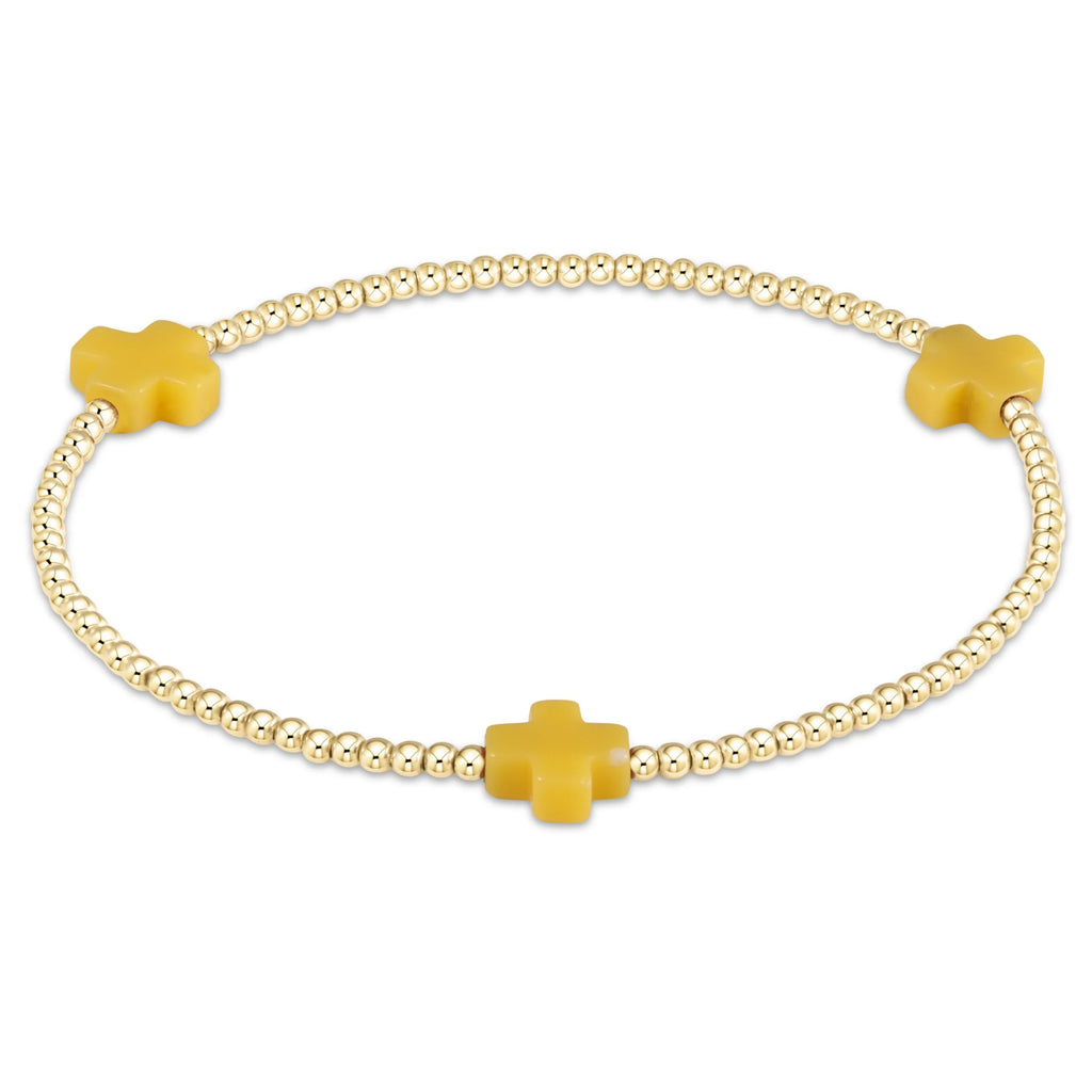 Enewton Canary Signature Cross Gold Pattern 2mm Bead Bracelet