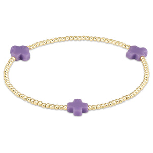 Enewton Purple Signature Cross Gold Pattern 2mm Bead Bracelet