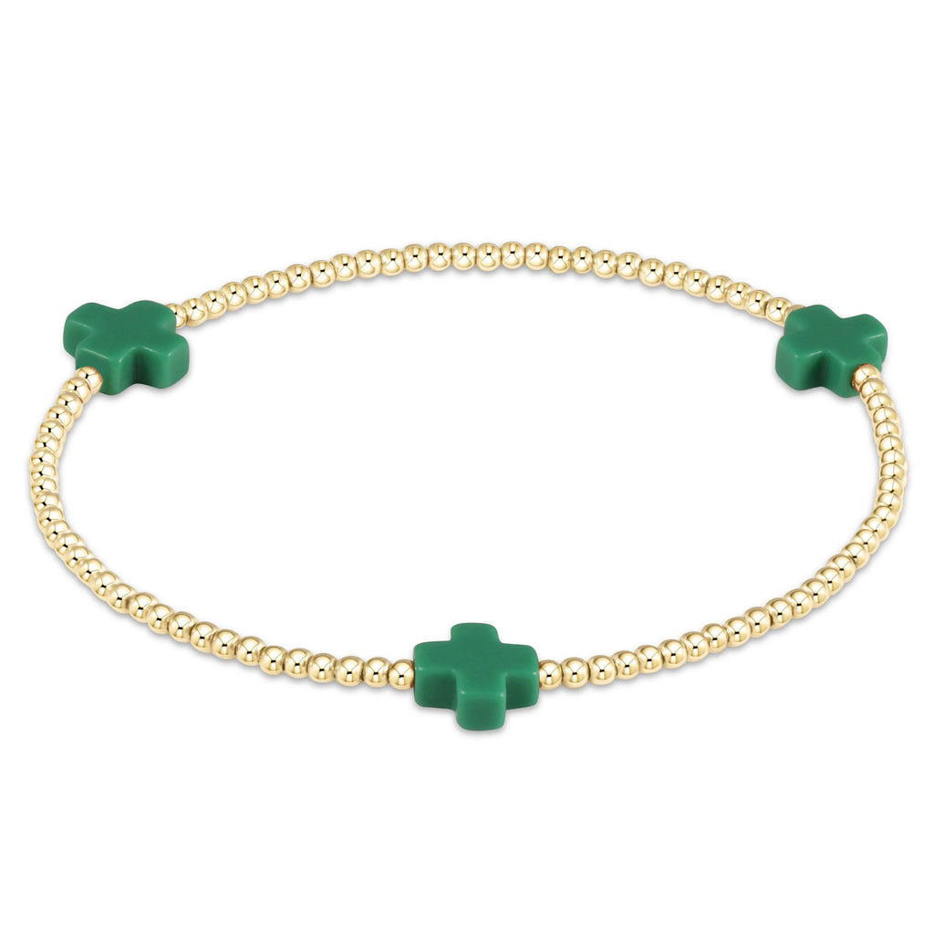 Enewton Emerald Signature Cross Gold Pattern 2mm Bead Bracelet