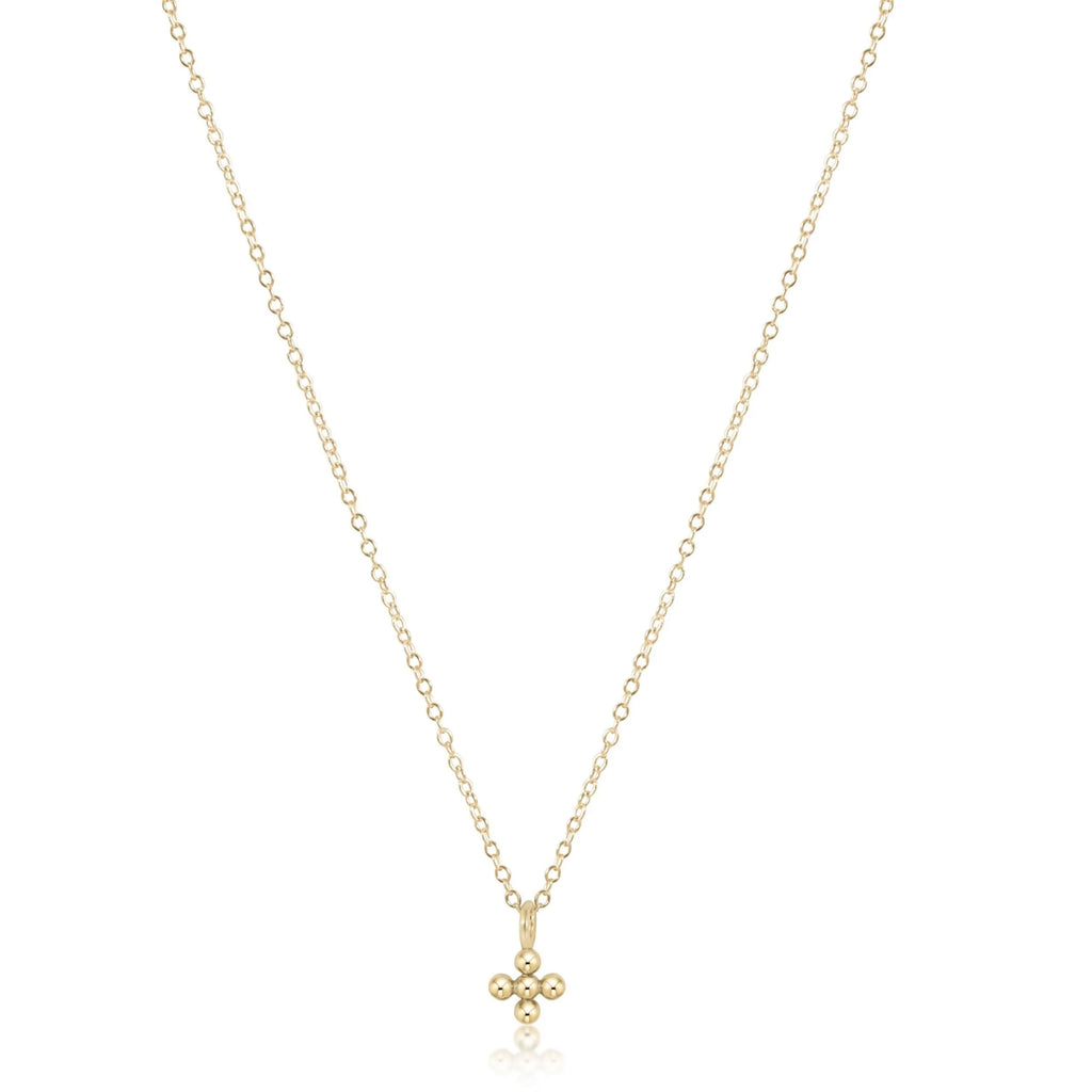 Enewton Small Beaded Signature Cross 16" Gold Necklace