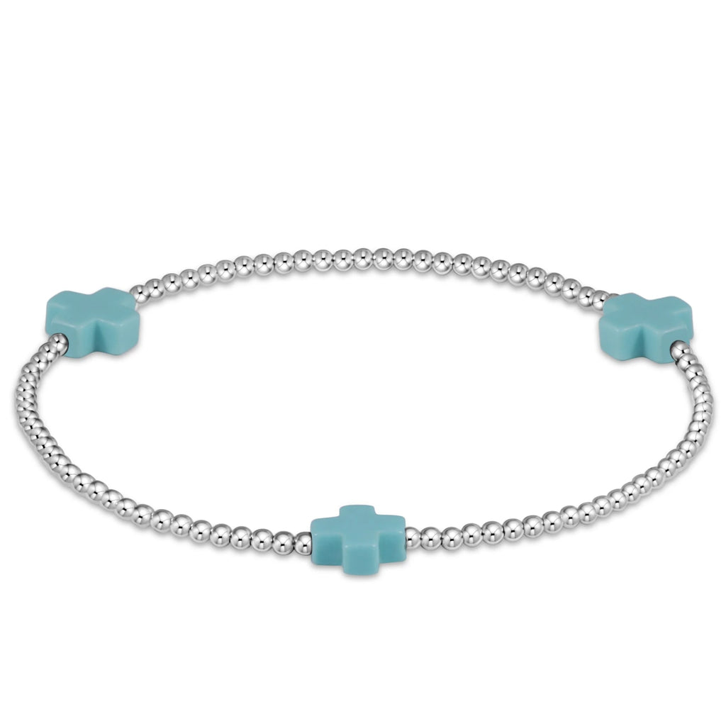 Enewton Turquoise Signature Cross 2mm Sterling Silver Bead Bracelet