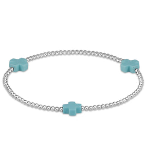 Enewton Turquoise Signature Cross 2mm Sterling Silver Bead Bracelet