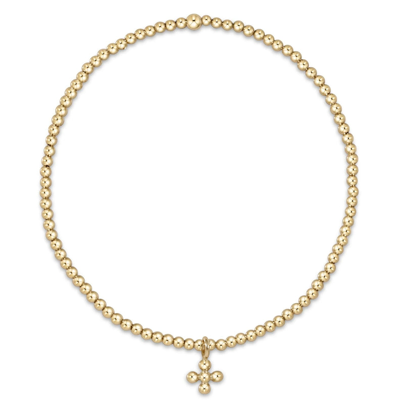 Enewton Classic Beaded Signature Cross 2mm Gold Bead Bracelet