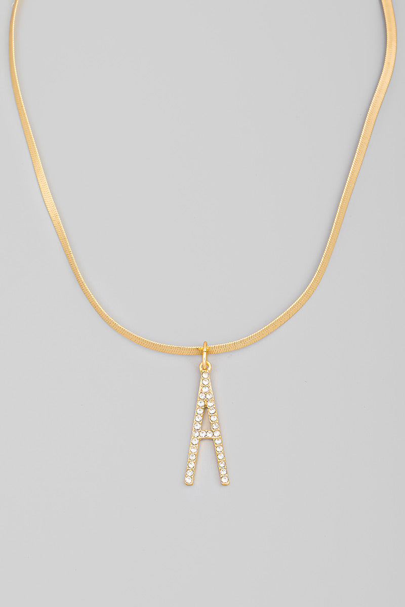 Snake Chain Pave Initial Pendant Necklace