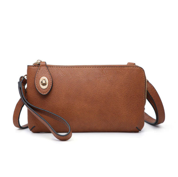 Kendall Brown  Crossbody/Wristlet with Twist Lock Closure