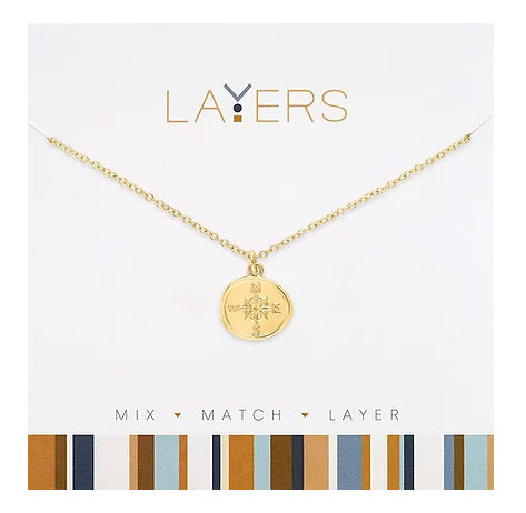 Compass Layers Necklace in Gold