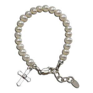 Lacey Sterling Silver Pearl Cross Bracelet
