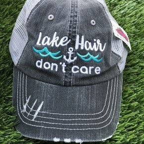 Lake Hair Don't Care with Waves & Anchor Trucker Hat