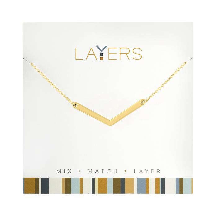 Wide "V" Layers Necklace in Gold