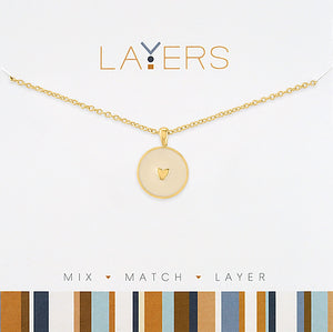 Round Heart Disc Layers Necklace in Gold