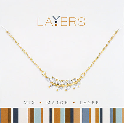 CZ Leaf Layers Necklace in Gold