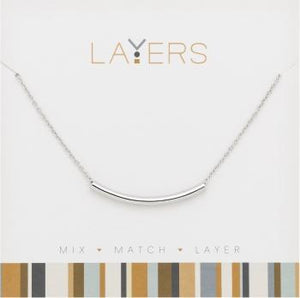 Curve Bar Layers Necklace in Silver