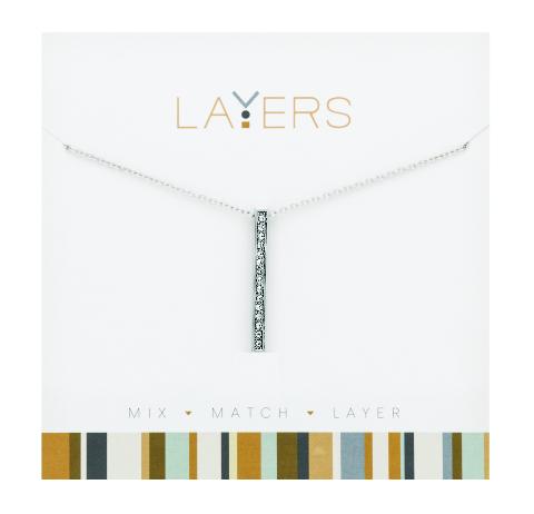 Single Bar Layers Necklace in Silver