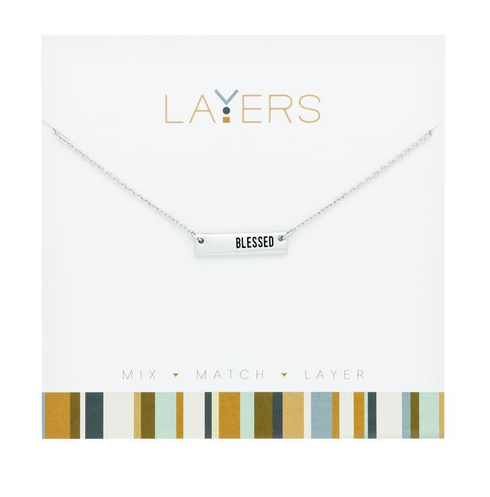 Blessed ID Tag Layers Necklace in Silver