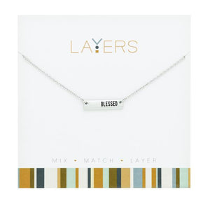 Blessed ID Tag Layers Necklace in Silver