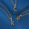 Layla Ball Bead Initial Necklace in Worn Gold