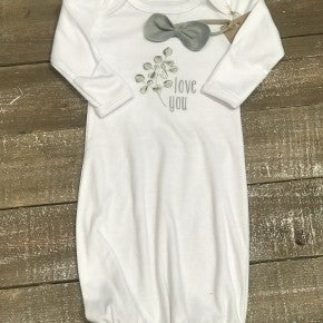Love you Baby Gown Bow Set