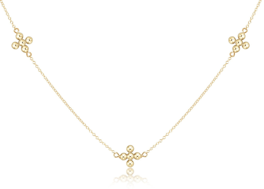 Enewton Classic Beaded Signature Cross 15" Gold Simplicity Chain