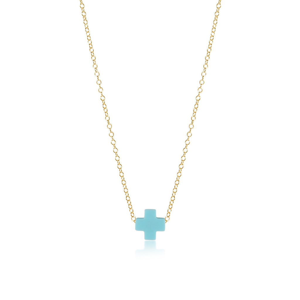 Enewton Turquoise Signature Cross 16" Gold Necklace