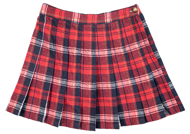 Red Plaid Simply Southern Shirred Pleated Skirt
