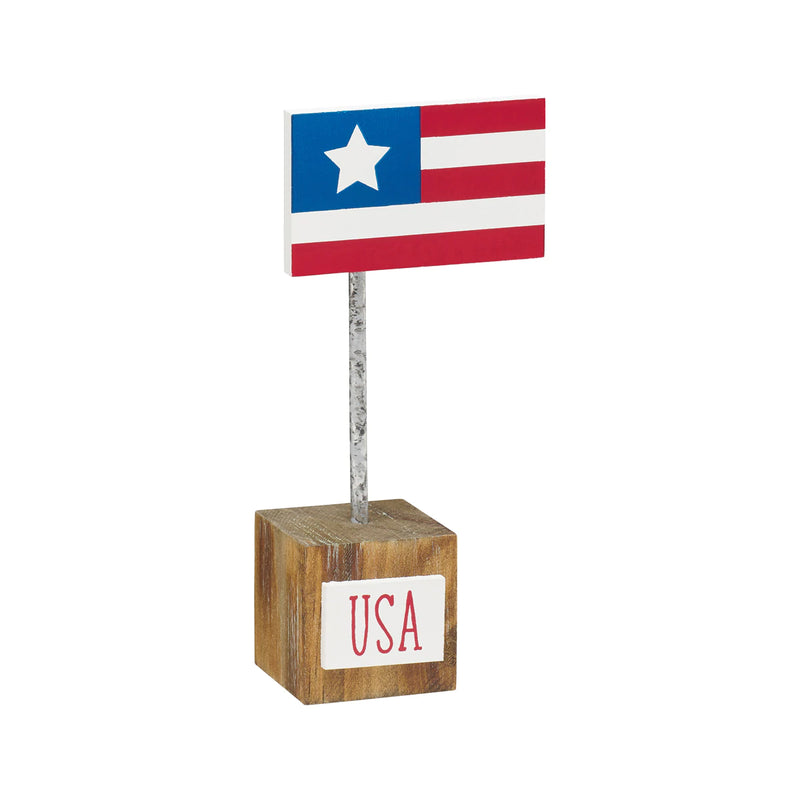American Flag on Wooden Base