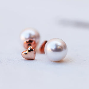 Pearl & Heart Pura Vida Double Stud Earrings