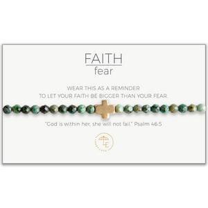 Faith Over Fear Gold Cross Lenny & Eva Stretch Bracelet