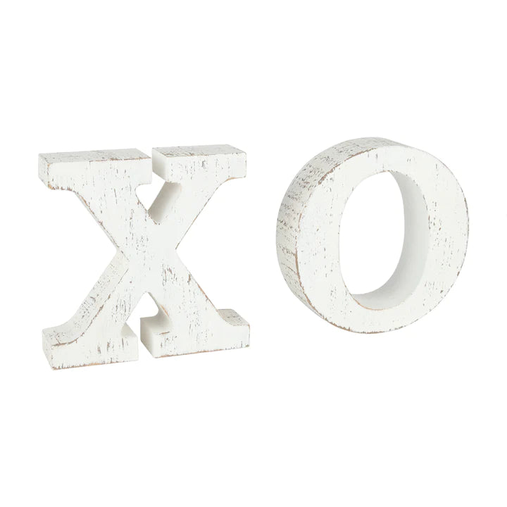 XO White Wood Distressed Letters