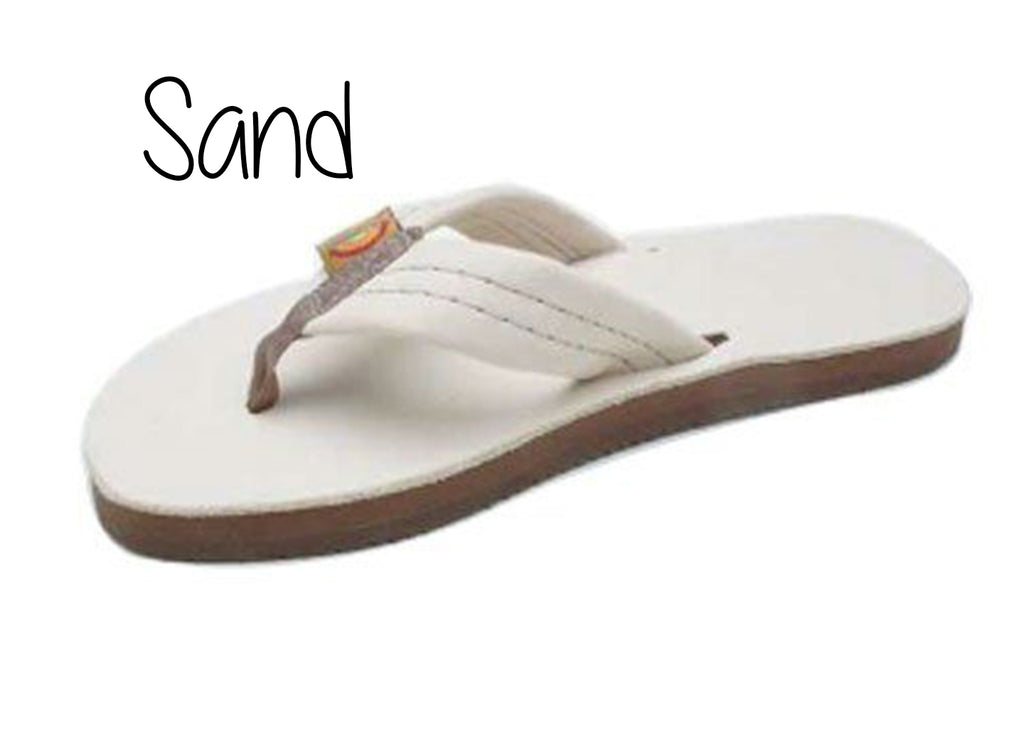 Kid's Leather Wide Strap Rainbow Sandals - Sand