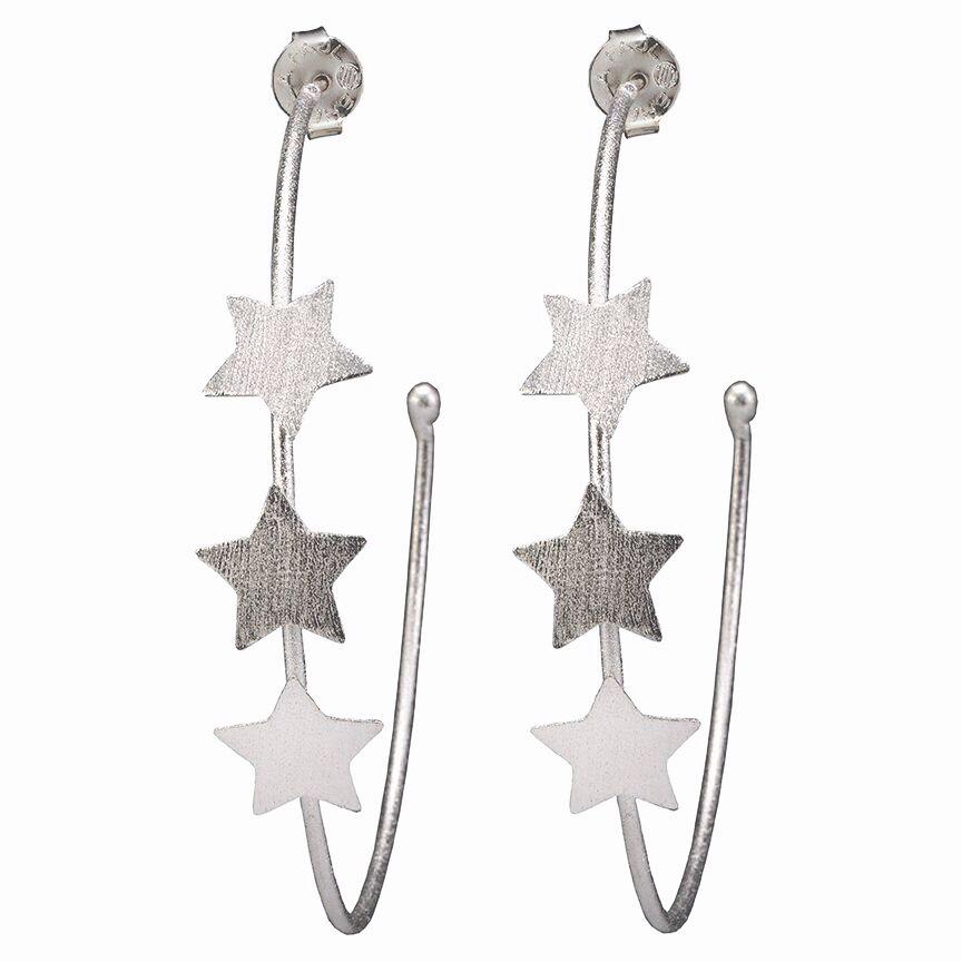 Orecchini A Cerchio Sheila Fajl Arlene - Argento Placcato Spazzolato - Larghezza 2,5 Pollici - Foto 2
