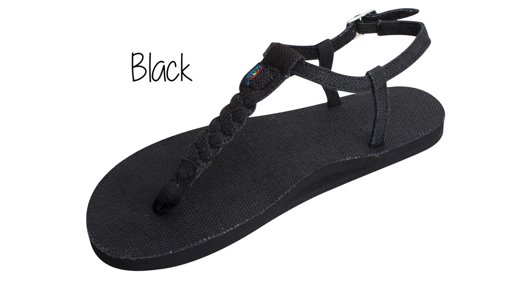 Hemp T-Street Ladies' Rainbow Sandals - Black