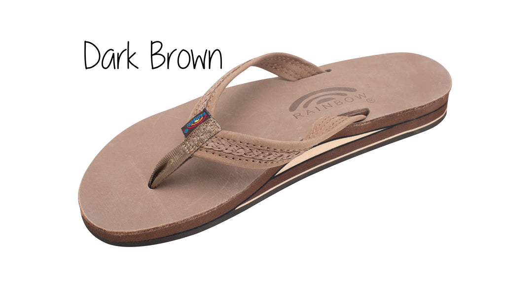 Willow Double Braided Inset Ladies' Rainbow Sandals - Dark Brown