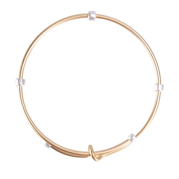 Heartfelt Emotions - Adjustable 2-tone Bangle - Gold with Silver