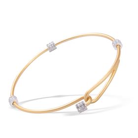 Heartfelt Emotions - Crystal Adjustable 2-tone Bangle - Gold with Silver