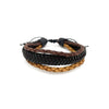 Brown, Tan & Black Braided Leather Anju Aadi Pull-Tie Bracelet