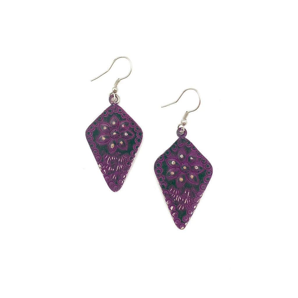 Purple Floral Diamond Anju Earrings