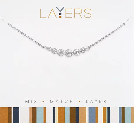Mini Hammered Ball Layers Necklace in Silver