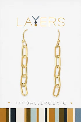 Paperclip Chain Dangle Layers Earrings in Gold