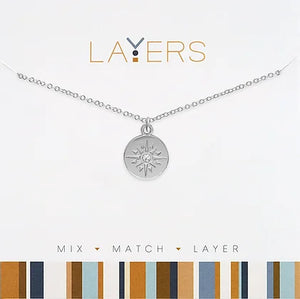 Sunburst Disc Layers Necklace in Silver