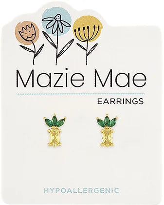 CZ Pineapple Gold Stud Mazie Mae Earrings