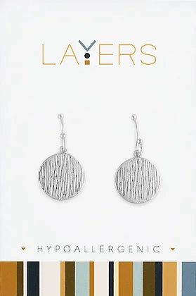 Brushed Dangle Layers Earrings in Silver