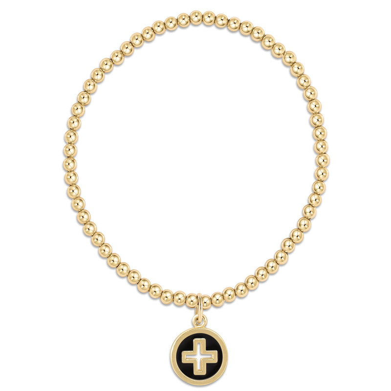 Enewton Signature Cross Onyx Disc Classic Gold 3mm Bead Bracelet