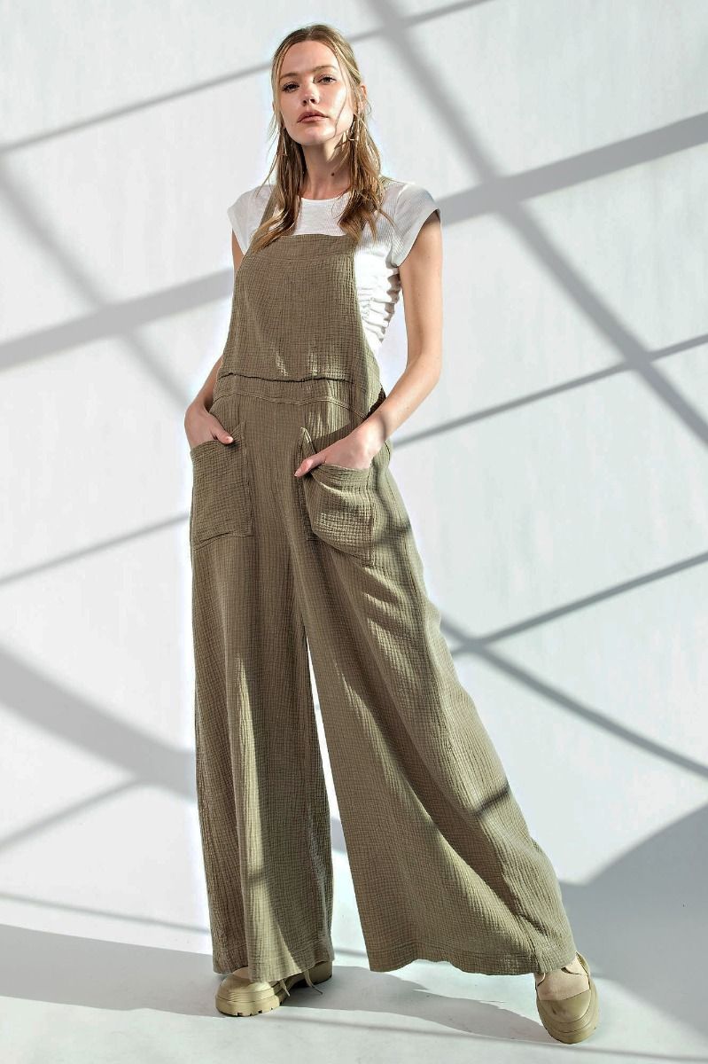 Here I Am Faded Olive Jumpsuit